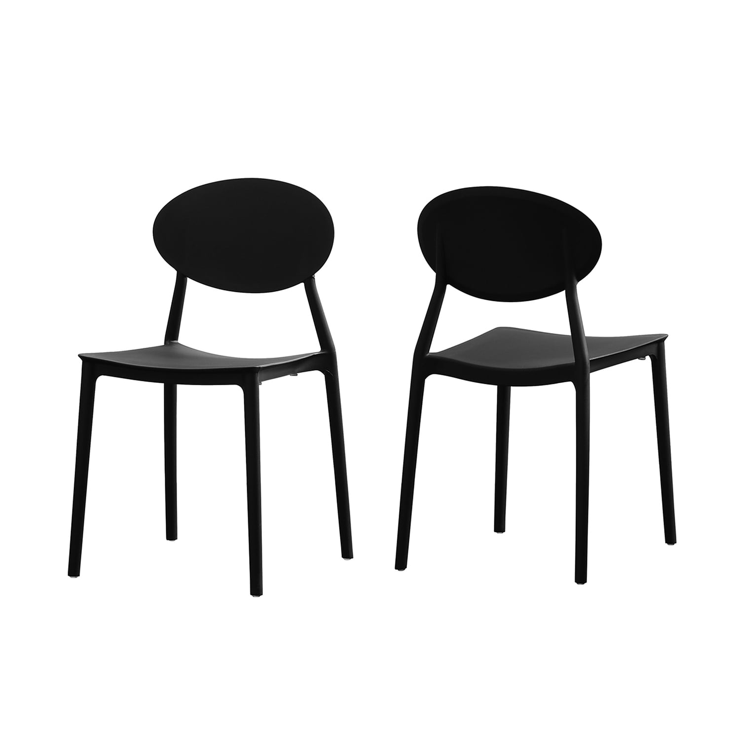Kadyn Modern Kitchen Chair with Bending Backrest, French Dining Chair Set of 2, Dinner Chairs for Kitchen, Living Room, Black