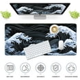 thumbnail image 2 of Japanese Sea Wave Large Mouse Pad, Gaming Mouse Pad, Extended Kanagawa Desk Pad, 35.4x15.75in XXL Mouse Pad with Non-Slip Rubber Base, Anime Mice Pad Desk Mat, Ghostly Black, 2 of 6