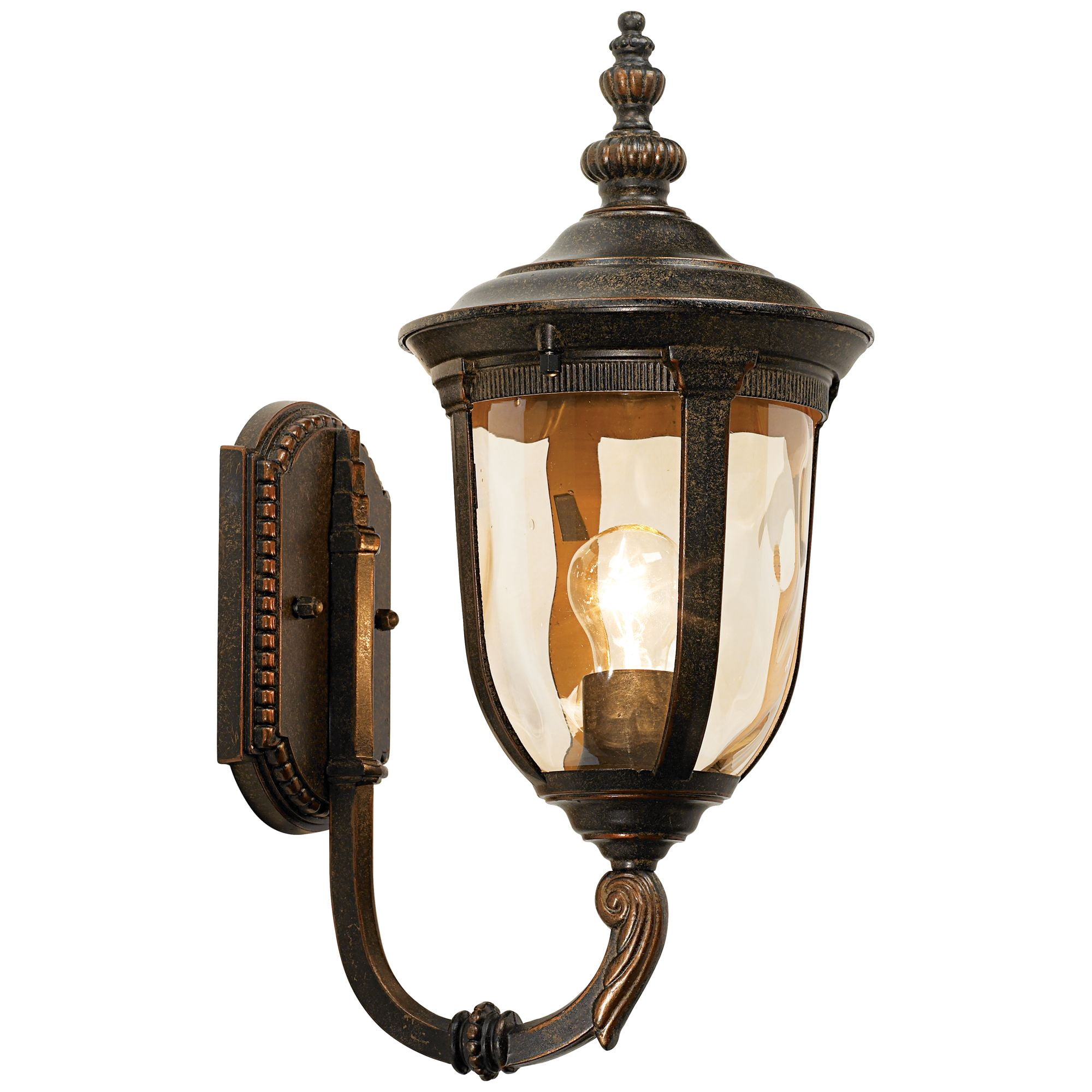 John Timberland Bellagio Rustic Vintage Outdoor Wall Light Fixtures Set of 2 Veranda Bronze Metal 16 1/2" Champagne Glass for Post Exterior