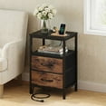 thumbnail image 4 of EDX Wall-mounted bedside table, featuring a built-in socket with USB/Type-C interface and adjustable drawers (two). Suitable for bedroom. Black+Genuine antique wood color, 4 of 8