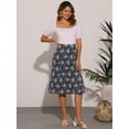 thumbnail image 2 of DARING DIVA Women's Elastic Waist A-Line Floral Print Midi Skirt XS Navy Blue, 2 of 6