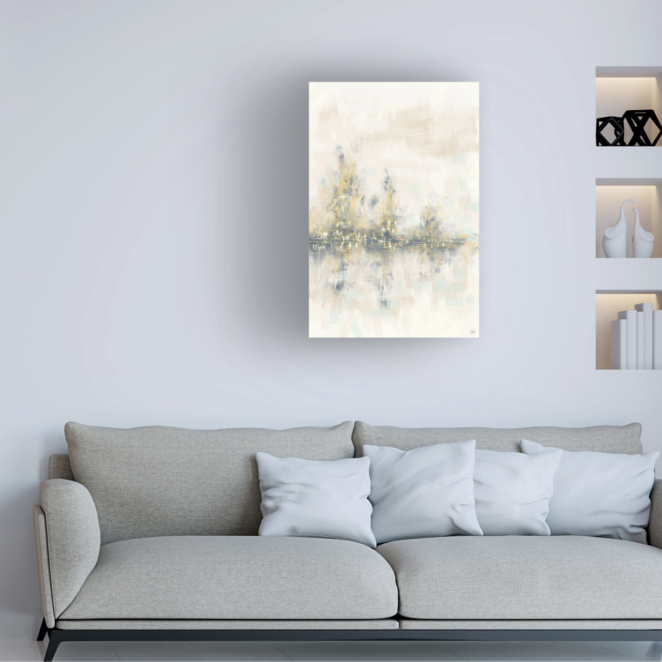 Canvas Wall Art - Line and Brush 'Blue Golden Rake Forest' Wall Art for Living Room, Bedroom, or Office Décor by Trademark Fine Art - 22 x 32 Inches