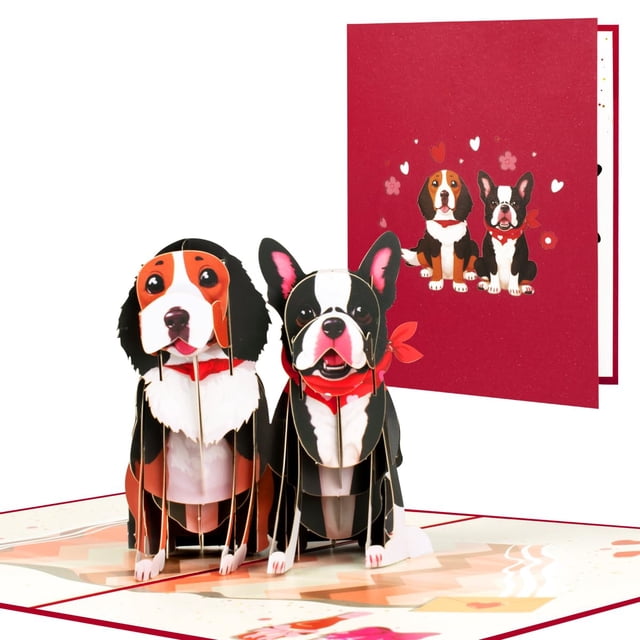Tarjeta emergente para perro, tarjetas de San Valentín, tarjeta de felicitación de feliz aniversario, tarjeta de cumpleaños emergente 3D, tarjeta de boda, tarjeta Pensando en ti