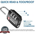 thumbnail image 6 of 2 Pack TSA Approved Travel Luggage Locks, Combination Lock Alloy Body, Metal Keyless 3-Digit Padlocks, TSA Accepted Compatible Padlock for Gym Locker, Golf Bag Case, Backpack, Black-by GIVERARE, 6 of 8