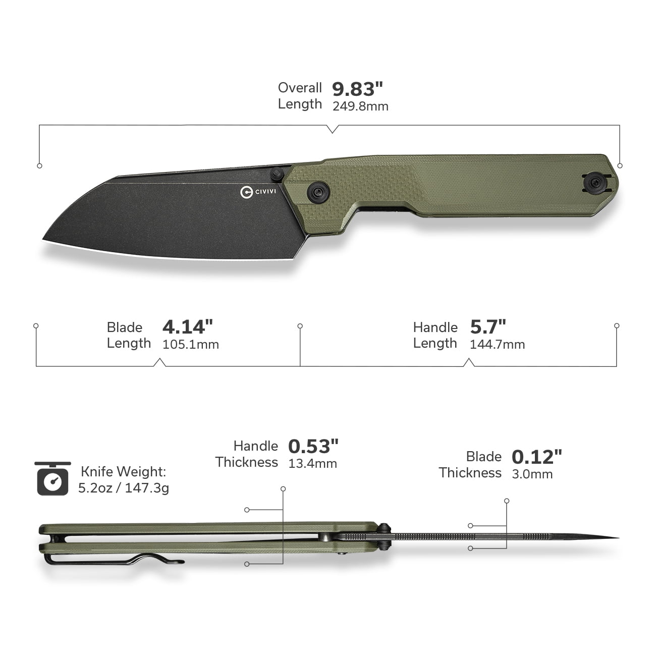 CIVIVI Hid Folding Pocket Kitchen Knife 4.14" 14C28N Blade C23008-2