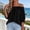 Black, variant on Women's Off Shoulder Blouse Elegant Ruffle 3/4 Puff Sleeve Tops Casual Loose Pleated Boho Vacasion Shirts