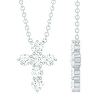 Rosec Jewels Lab Created Diamond Cross Pendant with Chain (Ef-Vs Quality) - Minimalist Cross Necklace for Women - Ready to Gift, 14K White Gold