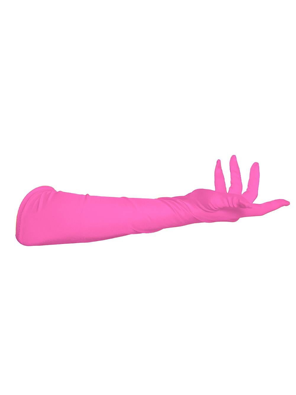 23" FUCHSIA fingerless HOT PINK STRETCH SATIN PROM COSPLAY PARTY COSTUME GLOVES 