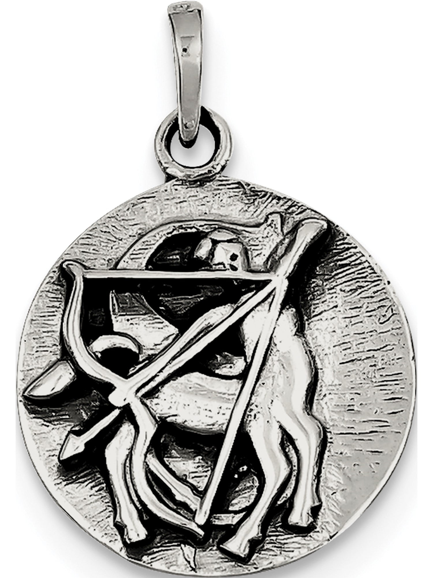 925 Sterling Silver Polished and Antiqued Paw Flat-back Textured Charm Pendant