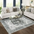 thumbnail image 3 of Homhougo 8x10 Vintage Boho Washable Area Rug, Non-Slip Soft Low Pile Carpet, Stain Resistant Living Room Bedroom Office Rug, Grey, 3 of 8