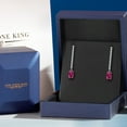 thumbnail image 5 of Gem Stone King 14K White Gold Red Created Ruby and White Lab Grown Diamond Long Liner Dangle Earrings for Women | 2.06 Cttw | Gemstone July Birthstone | Oval 7X5MM | White Gold Chain Drop Earrings, 5 of 6