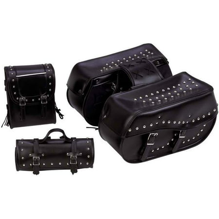 Diamond Plate 4pc Black Motorcycle Luggage Set (pack Of