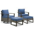 thumbnail image 2 of PARKWELL 4-Piece Outdoor Swivel Gliders Rocker with Soft Cushions,Ottoman Seat Foot Rest,All-Weather Wicker Patio Conversation Seating Furniture Set for Deck or Garden,Navy, 2 of 10