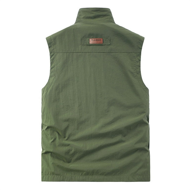 Mitcowboys Heated Vest, Mens Jacket Field Pofessional Emergency Field Fishing Multi Pocket Vest, Sweater Vest, Mens Vest, Vest for Men Green 2XL