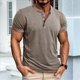 thumbnail image 4 of Camisetas de Corta para Hombre, Camisetas Informales de Algodón Estilo Henley, Camisetas Básicas de Verano Caqui L, 4 of 6