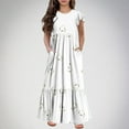 thumbnail image 2 of Diufon Summer Maxi Dresses for Girls Crewneck Fly Sleeve Dress Pockets Heart Printed A-Line Dress, 2 of 5