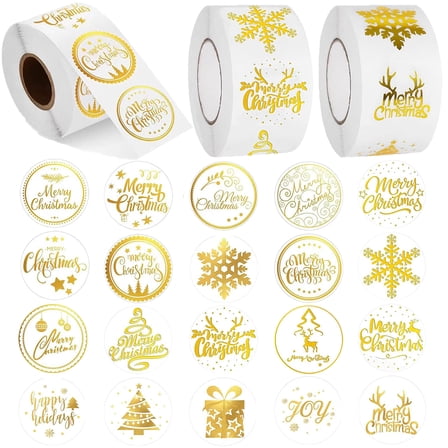 Bopika Clear Circle Christmas Stickers, Merry Christmas Labels for Crafts and Envelope Sealing, 1500 Pcs