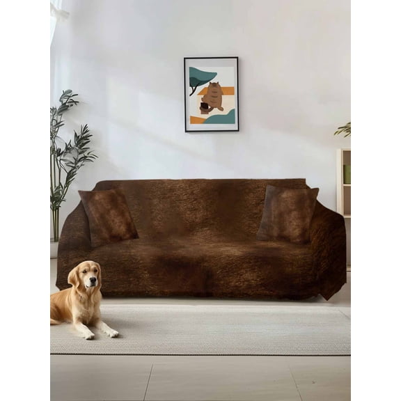 Retro Wooden Board Couch Cover, Western Country Farmhouse Brown Wood Sofa Cover Blanket for Loveseat Couches, Sectional Sofa Slipcover Furniture Protector for Living Room Bedroom 71''x118''