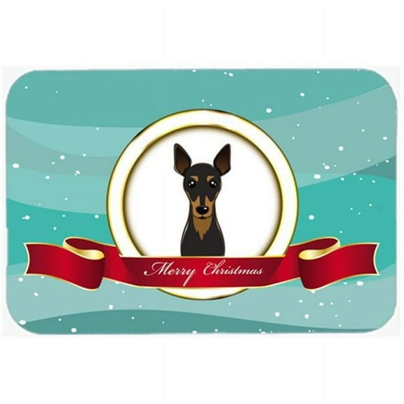 Caroline's Treasures Min Pin Merry Christmas Glass Cutting Board Large