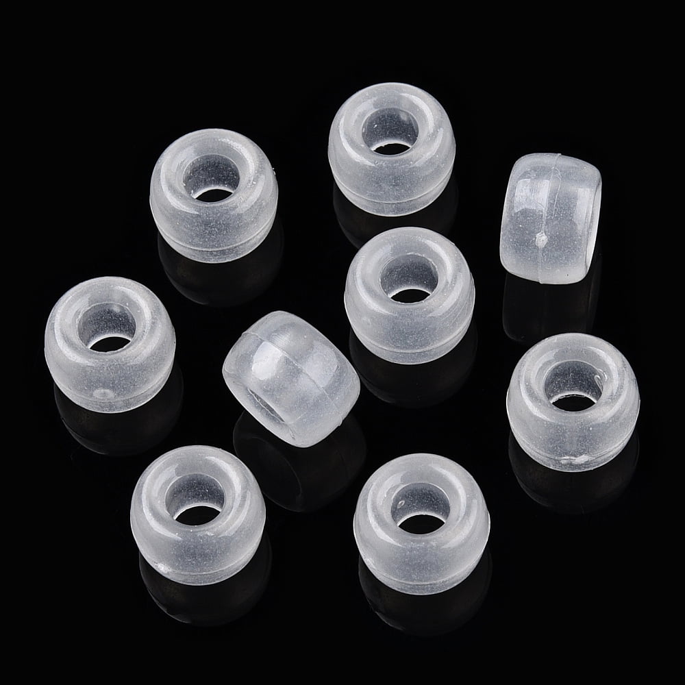 Transparent & Luminous Plastic Beads Frosted Crow Beads Pony Beads Glow in the Dark Barrel White 9x6mm Hole: 3.8mm about 1900pcs/500g