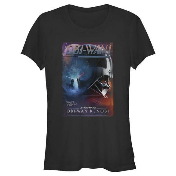 Junior's Star Wars: Obi-Wan Kenobi Darth Vader vs Kenobi Vintage VHS Cassette  Graphic Tee Black Medium