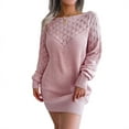 thumbnail image 6 of Chic Hollow Knit Sweater Dress Women Fashion Winter Crewneck Long Sleeve Turtleneck Pullover, 6 of 8