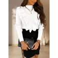 thumbnail image 3 of Women's Ruffle Sweaters Mock Neck Fall Fitted Pullover Sweater Tops, 3 of 5