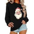 thumbnail image 2 of HOMBOM Winter Sweatshirts for Women Cute Black Merry Christmas Santa Crewneck Xmas Adults Sweatshirt Pullover, 2 of 6