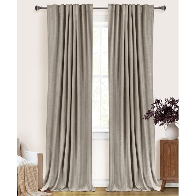 Juego de cortinas 100% opacas de lino, 50 x 213 cm, 2 paneles