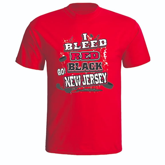 New Jersey Hockey "I Bleed Red and Black Go New Jersey!" Red T-shirt