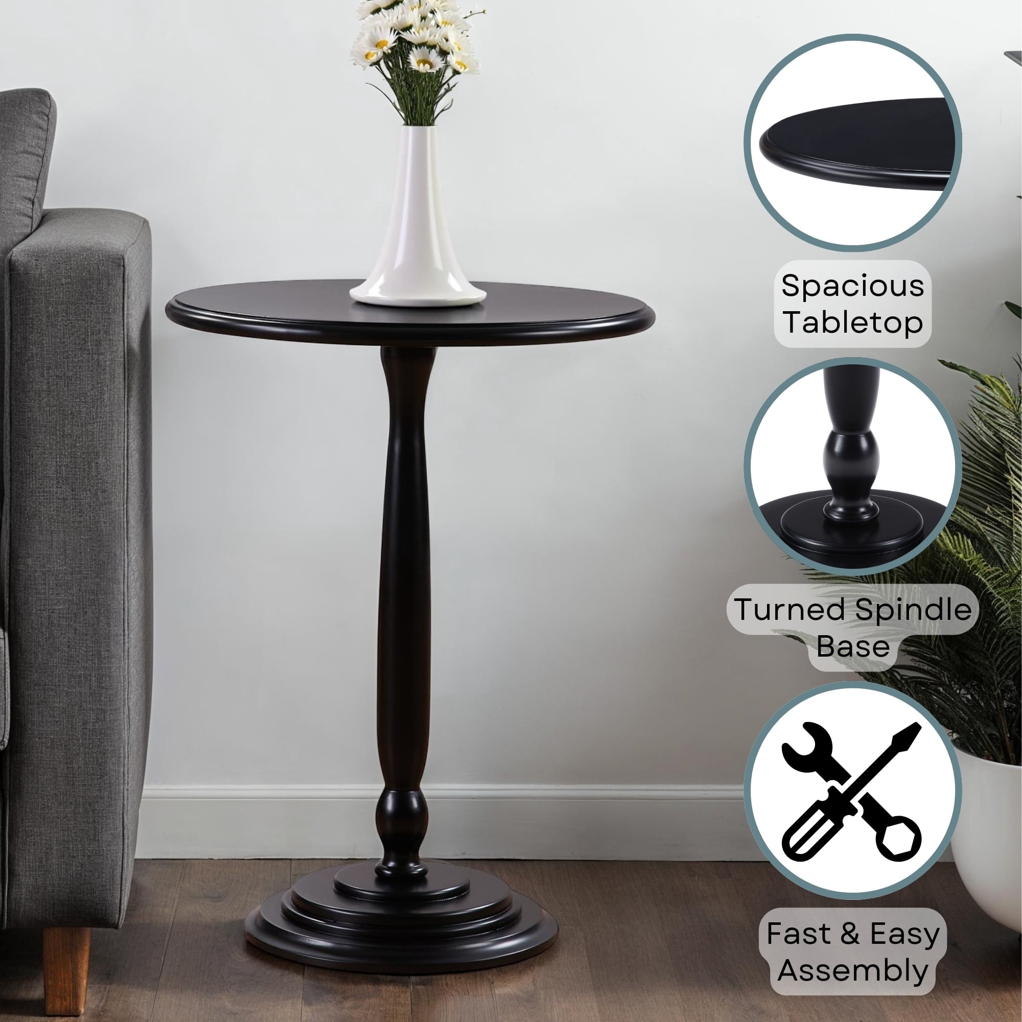 Convenience Concepts Classic Accents Amelia Spindle Table, Black