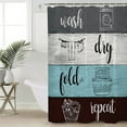thumbnail image 2 of Hokiten Shower Curtain, Teal Gray Brown Fabric Shower Curtains for Bathroom, Vintage Art Wooden Retro Bath Curtain Waterproof Bathtub Curtains with 12 Hooks, Long 72" x 84", 2 of 7