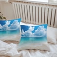 thumbnail image 5 of Ocean Beach Outdoor Pillow Covers Pack of 2 Summer Nature Sea Sky Cloud Scenery Waterproof Throw Pillow Covers Decorative Cushion Cases for Patio Garden Tent Balcony Couch 18x18 inch, 5 of 8