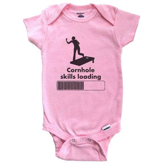 Cornhole Skills Loading Funny Baby Bodysuit (Pink), 6-9 Months