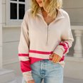 thumbnail image 3 of Vedolay Womens Cute Sweater Women's 2023 Trendy Fall Fashion Knit Ribbed Stripe Crop Pullover Sweater,B S, 3 of 5