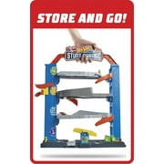Hot Wheels City Stunt Garage Playset with 1 Toy Car in 1:64 Scale & Storage for 20+ Vehicles