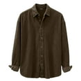 thumbnail image 5 of BangWanChi Mens Casual Fashion Shirt Lapel Tops Men's Solid Color Corduroy Long Sleeved Button Up Shirts, 5 of 5