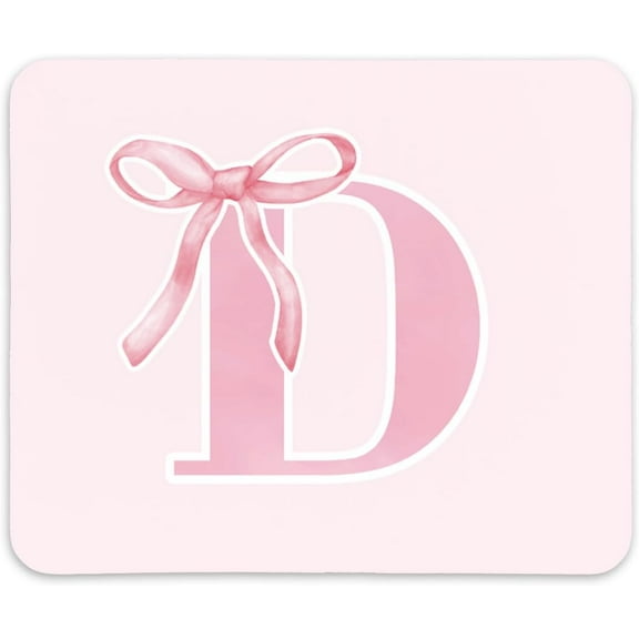 Coquette Trendy Initial D Pink Bow Mouse Pad,Personalized Pink Desk Mat Teen Girl Gifts,Monogrammed Gifts for Women,Pink Mouse pad for Desk Home Office Gaming Working,9x8 inches