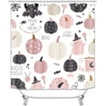 thumbnail image 6 of 4PCS Cute Ghost Halloween Shower Curtain Set, Waterproof Fabric Black Shower Curtain, Non-Slip Bath Mat Bathroom Rugs, Funny Cartoon Spooky Orange Pumpkin Teen Girls Boys Kids Bathroom Decor, 6 of 7