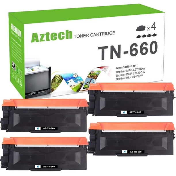 AZTECH 4-Pack Compatible Toner Cartridge for Brother TN660 Work with HL-L2340DW HL-L2300D MFC-L2707DW DCP-L2540DW DCP-L2520DW Printer Ink (Black) - Walmart.com