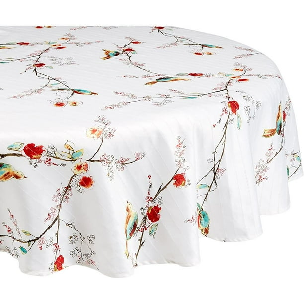 Lenox Chirp Print Spill Proof 60 X 84 Oval Tablecloth Walmart Com Walmart Com