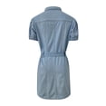 thumbnail image 5 of Xuniizn Denim Dress for Women, Puff Sleeve V Neck Bodycon Summer Dress With Button, Soft Comfortable Vintage Dress, 5 of 9