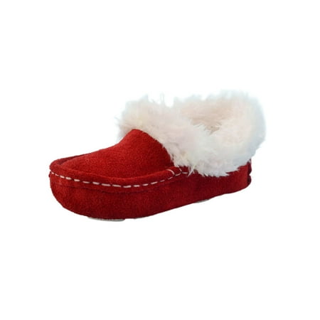 

Kesitin Girls Comfortable Loafers Winter Warm Shoe Toddler Boys Winter Cozy Home Shoes Light Weight Plush Lined Moccasin Slippers Red 6C