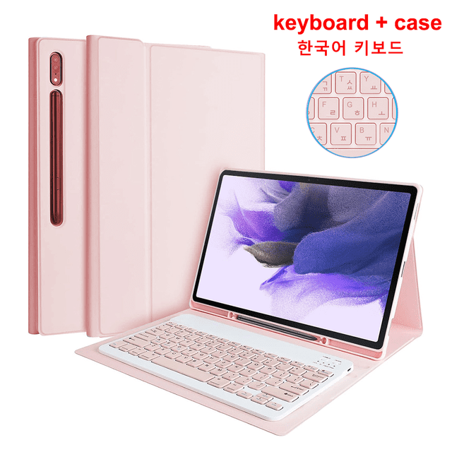 For Samsung Galaxy S7 FE Keyboard Case Full Cover For Galaxy Tab S8 S7 Plus Ultra S6 Lite A8 Tablet Protection Case Keyboard Korean Pink A8 10.5 inch