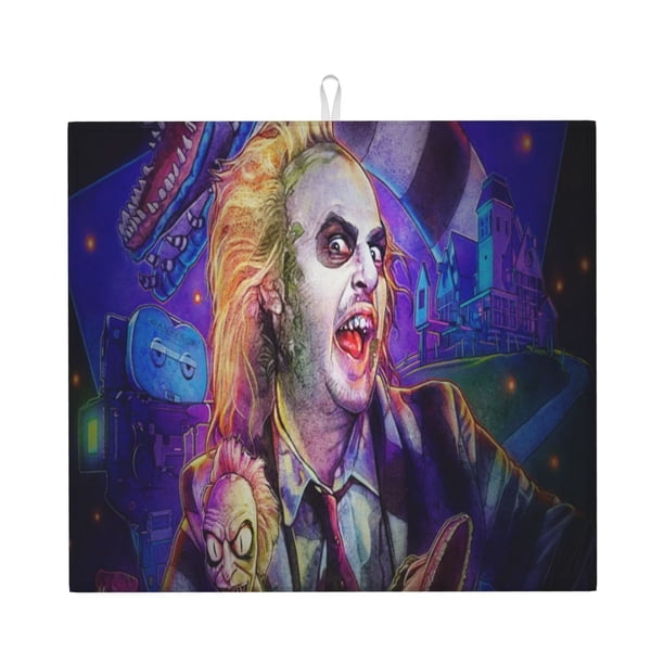 Alfombrilla para secar platos Beetlejuice XL, alfombrilla de microfibra muy absorbente para encimera de cocina, almohadilla para secar platos, utensilios, ollas y sartenes, extragrande de 16" x 18"