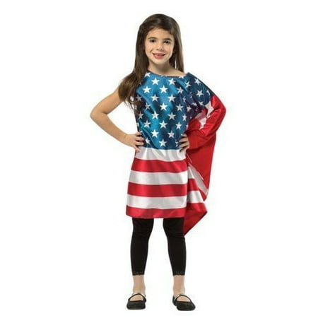 USA Flag Dress Child Halloween Costume, One Size, (4-6x)