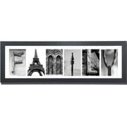 Imagine Letters 6-opening 4"X6" Whie Matted Black Photo Collage wooden Frame with word FAMILY