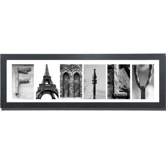 Imagine Letters Cadre en Bois de Collage Photo Noir Mat de 4 "X6" avec la Famille de Mots