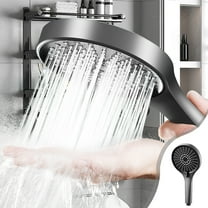 High Pressure Shower Head with 5 Spray Modes - Turbocharged for Low Water Pressure, Anti-Clog Nozzles, ABS, Easy Install, Water-Saving