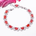 thumbnail image 2 of Red Garnet, CZ 925 Sterling Silver Adjustable Tennis Bracelet 7-8" B13117, Garnet Bracelet, Red Bracelet, Oval Bracelet, 2 of 6
